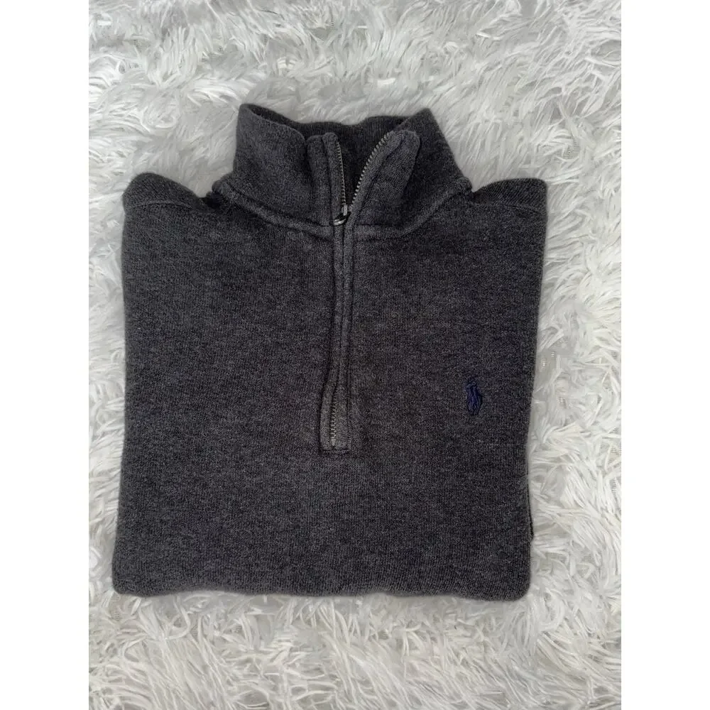 Ralph Lauren Boys 8 Classic 1/4 Zip Charcoal Top. Comf, Exc. Quality